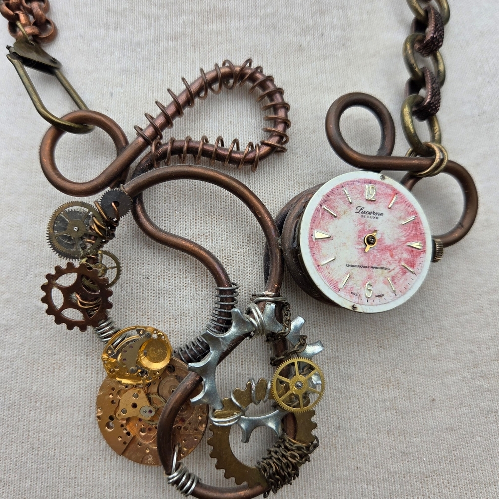 Divine Debris Steampunk Artisan Necklace | Vintage Watch Parts | OOAK Statement
